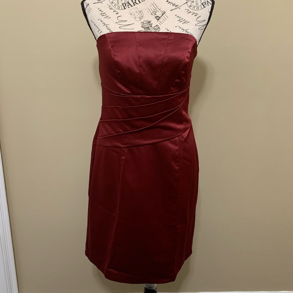 The Limited Satin Red Burgundy Strapless Dress Size 6